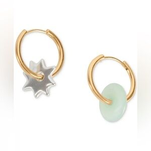 - NWT Lucky Brand two tone dyed jade mismatch hoop earrings 💍💎👑💕